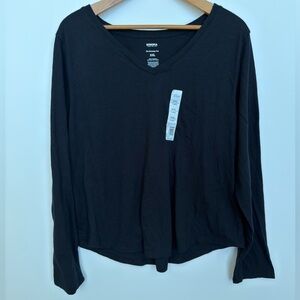 Sonoma Goods For Life Black Long Sleeve V-Neck Tee XXL Women’s Basic Top